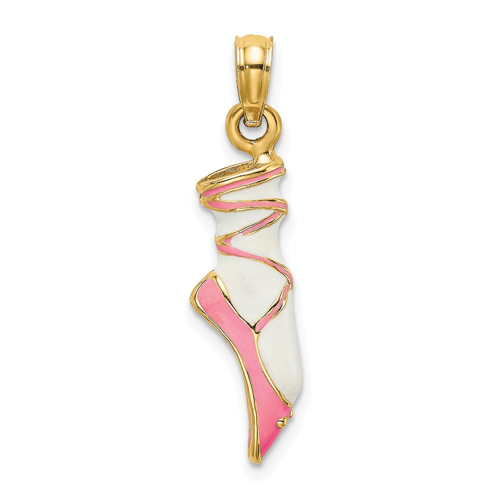 14K 3-D Enamel Ballet Shoe Necklace Pendant - Charlie & Co. Jewelry