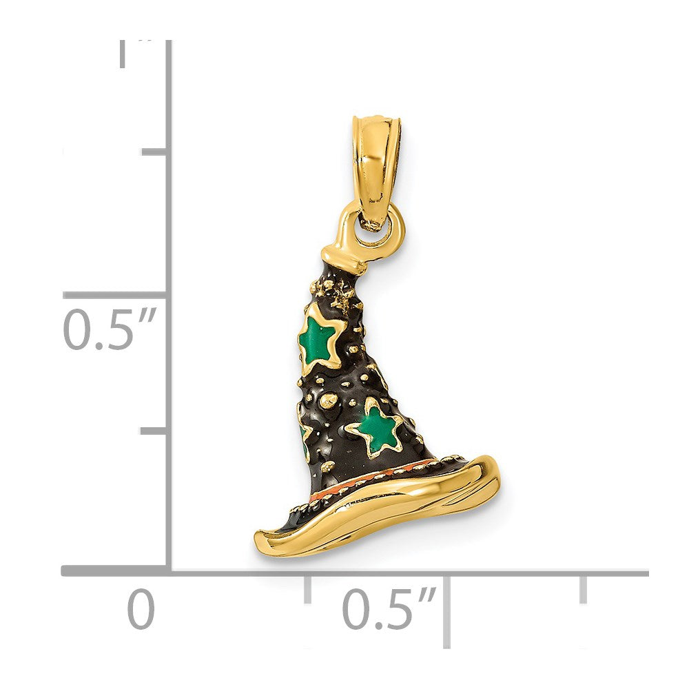 14K Gold 3D Witch's Hat Halloween Pendant - Charlie & Co. Jewelry