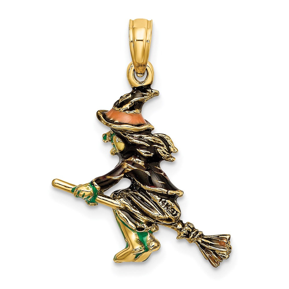 Charlie & Co Jewelry | 14k 3-d Enameled Witch Flying On Broom Charm - Model K6887
