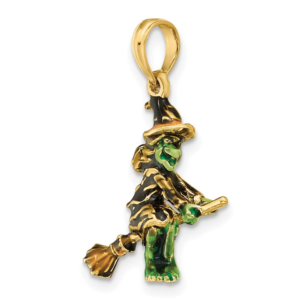 Charlie & Co Jewelry | 14k 3-d Enameled Witch Flying On Broom Charm - Model K6887