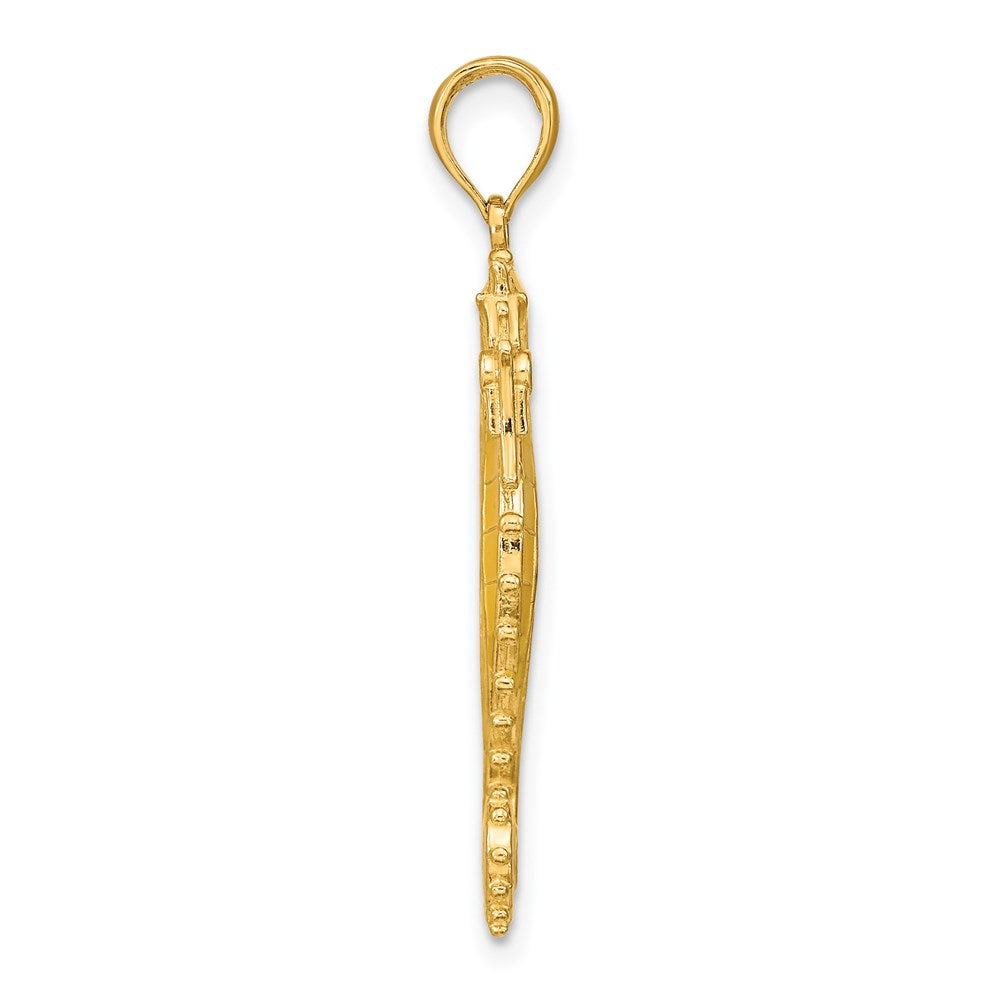 14K Gold 3D Yellow Enamel Seahorse Pendant - Charlie & Co. Jewelry