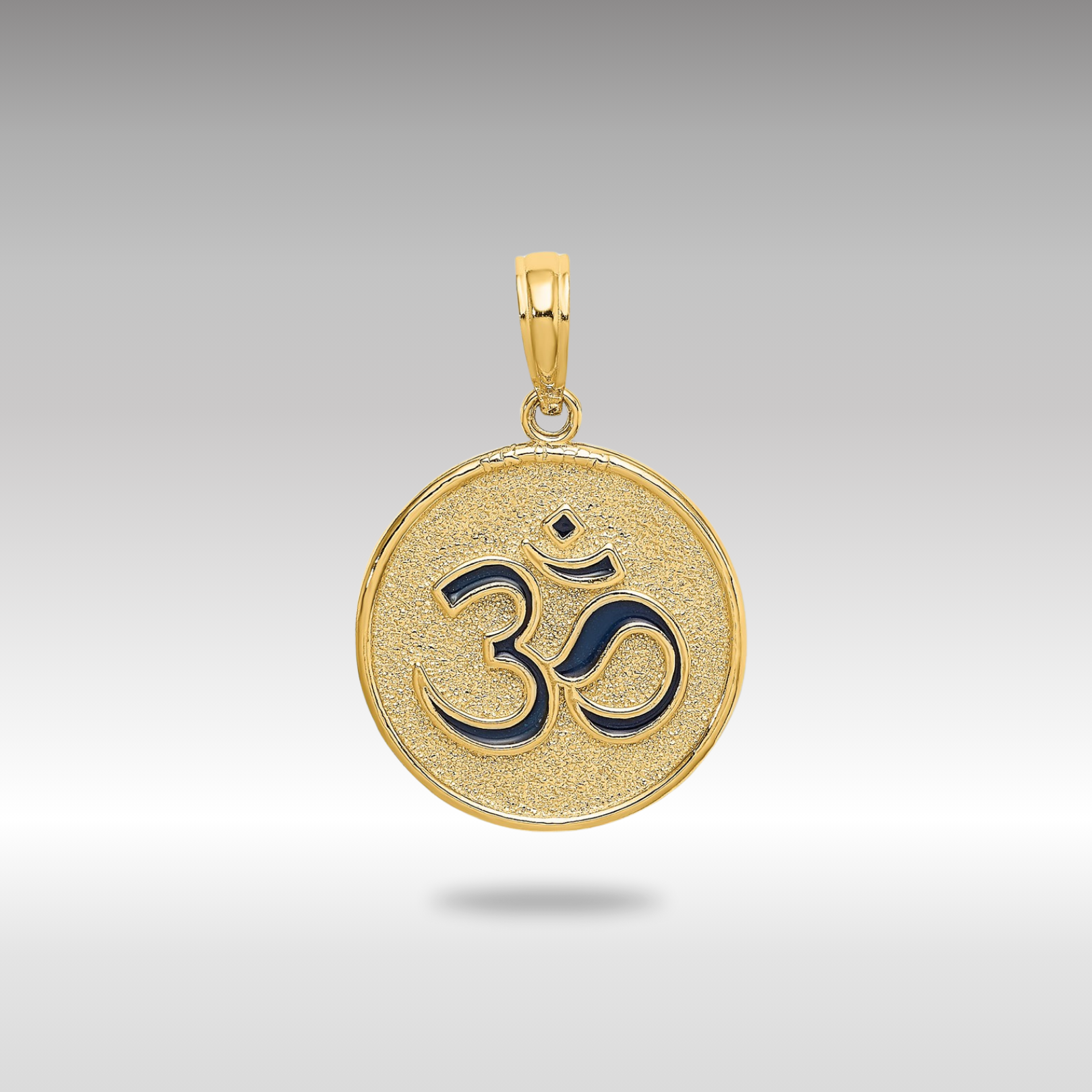 Gold Om With Lotus Flower on Reverse Side Pendant - Charlie & Co. Jewelry