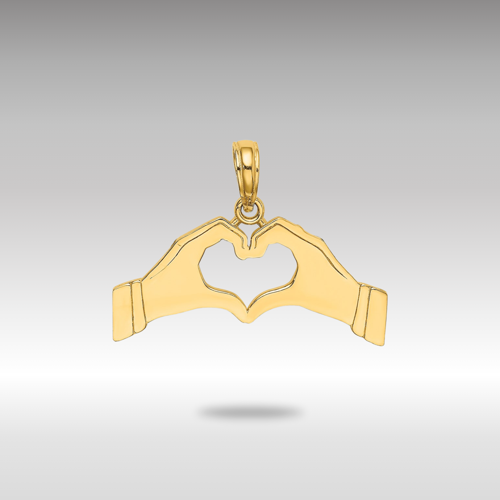 Gold Hands Forming a Heart Charm Necklace - Model K7109 - Charlie & Co. Jewelry