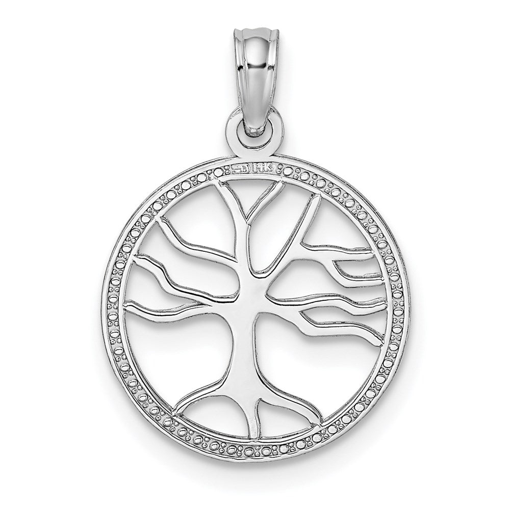 14K White Gold Small Tree of Life Pendant Necklace - Charlie & Co. Jewelry