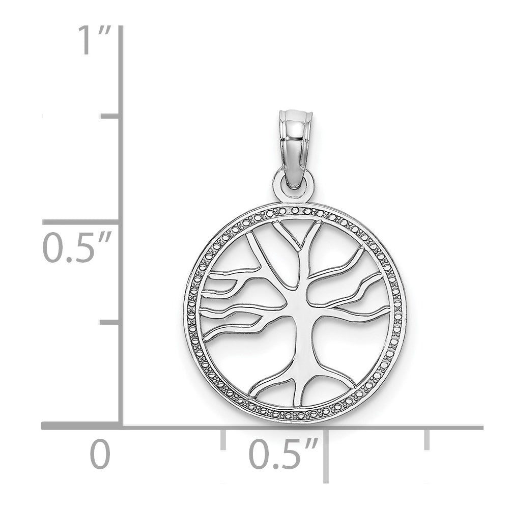 14K White Gold Small Tree of Life Pendant Necklace - Charlie & Co. Jewelry