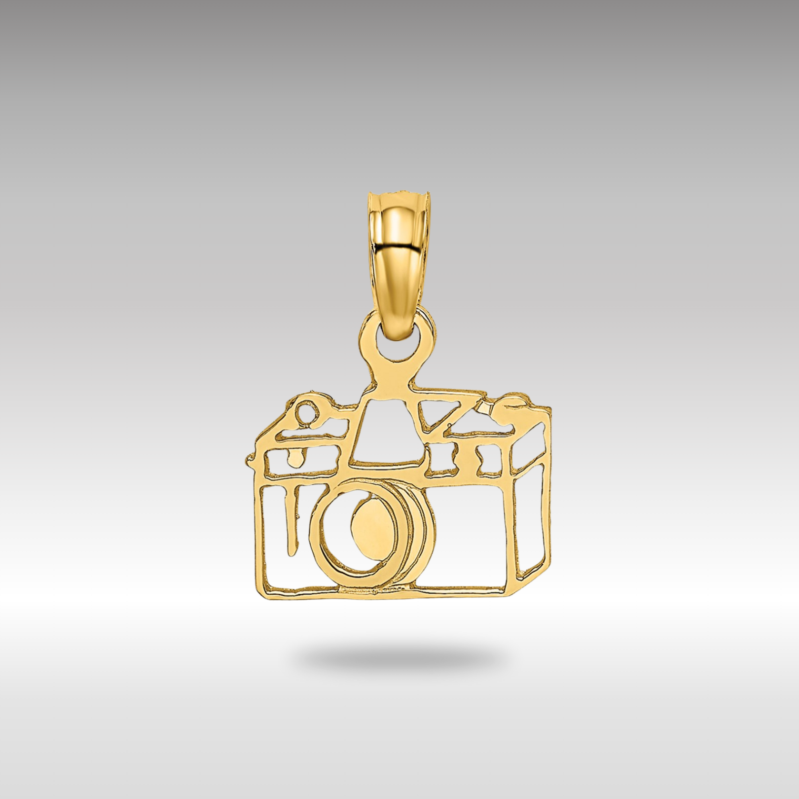Gold Flat Cut-Out Camera Charm Necklace Model-K7155 - Charlie & Co. Jewelry