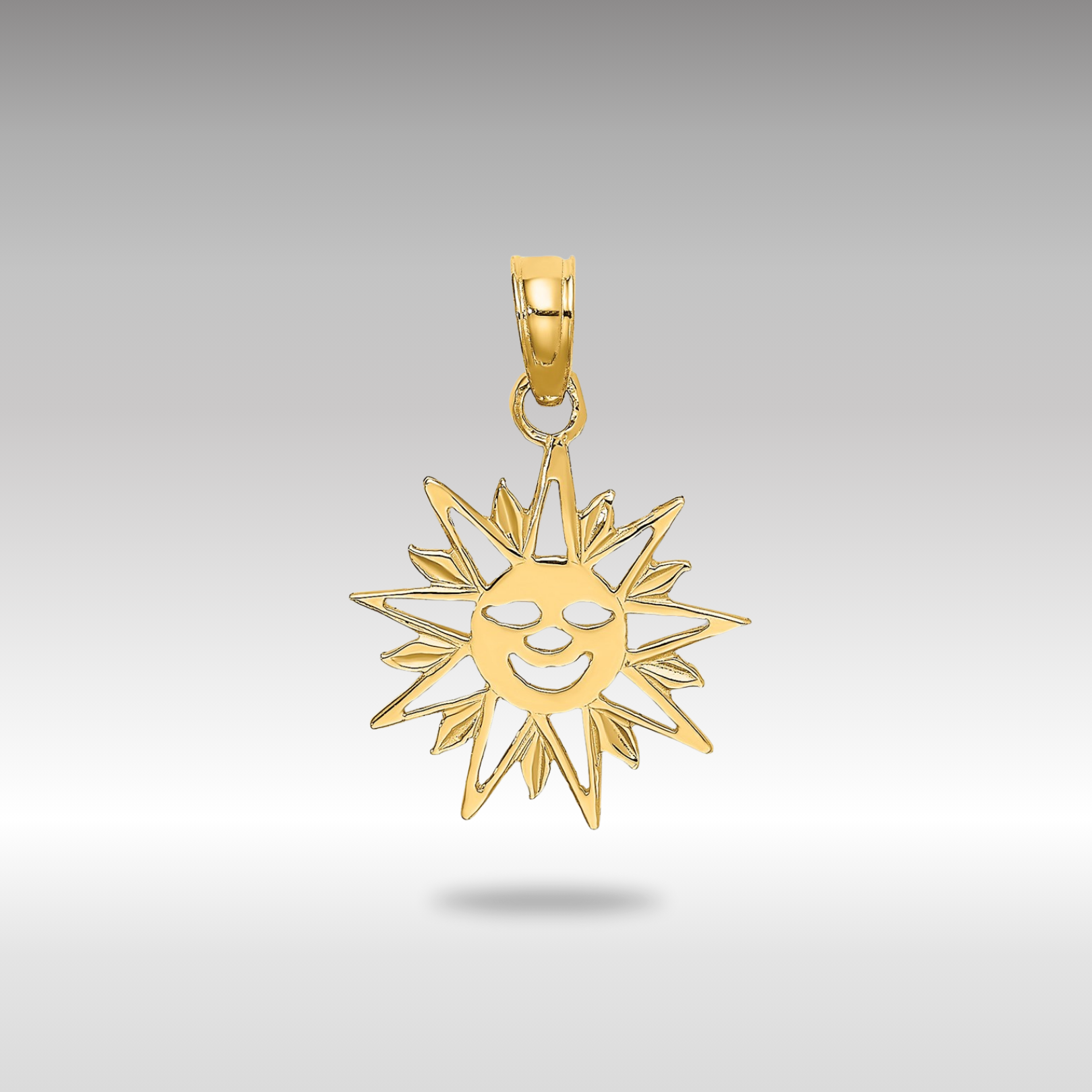 Gold Smiling Sun Charm Necklace Model-K7156 - Charlie & Co. Jewelry