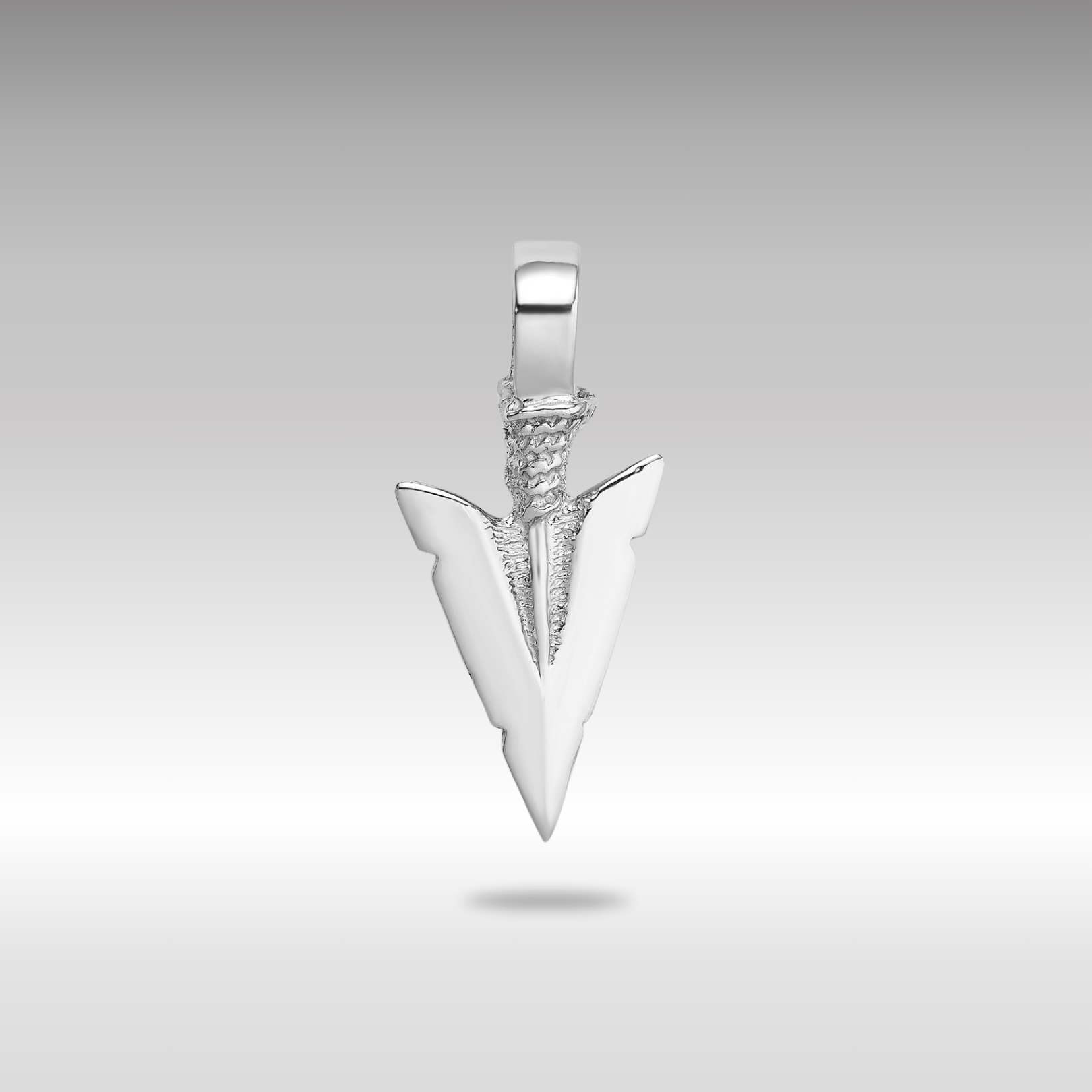 White Gold 3-D Arrowhead Necklace Pendant - Charlie & Co. Jewelry