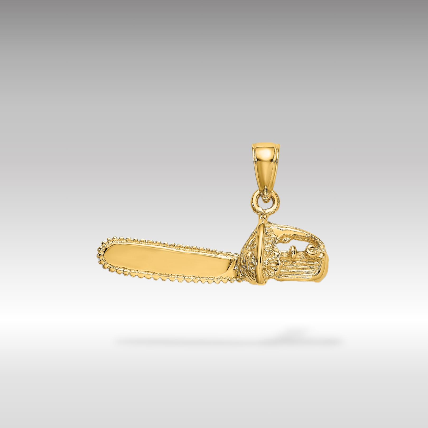 14K Gold 3D Small Chain Saw Pendant - Charlie & Co. Jewelry