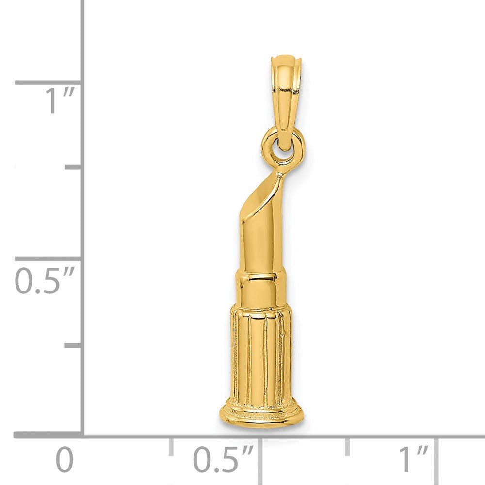 14K Gold 2D Polished Lipstick Tube Pendant - Charlie & Co. Jewelry