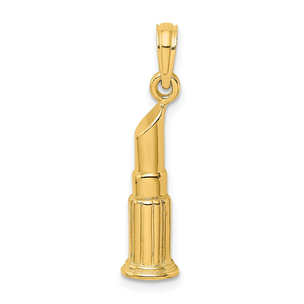 14K Gold 2D Polished Lipstick Tube Pendant - Charlie & Co. Jewelry