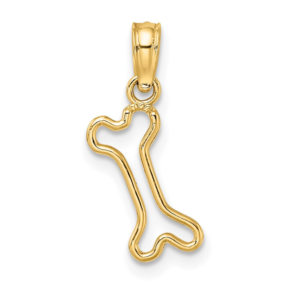 14k Gold Cut-Out Dog Bone Necklace Pendant - Charlie & Co. Jewelry