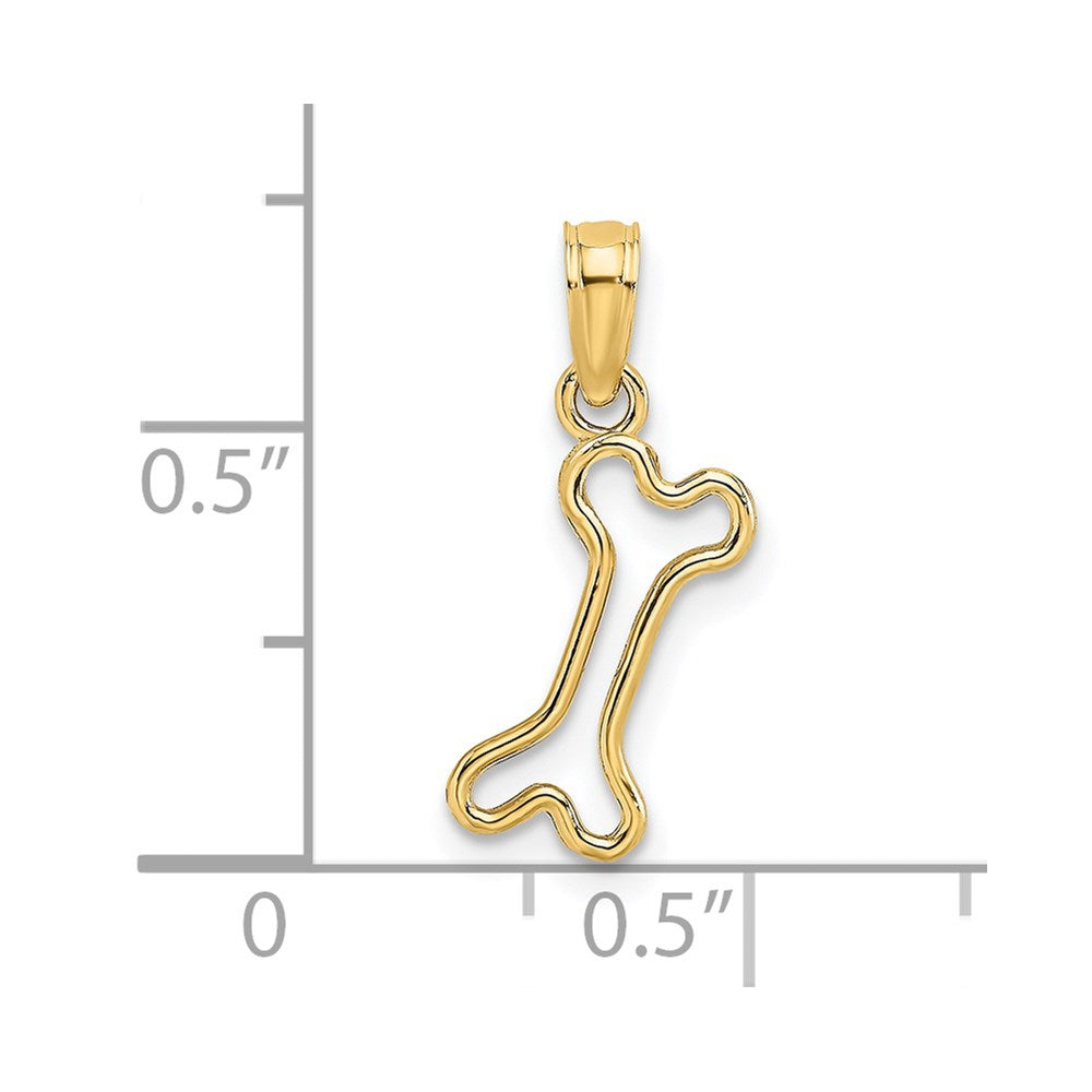 14k Gold Cut-Out Dog Bone Necklace Pendant - Charlie & Co. Jewelry