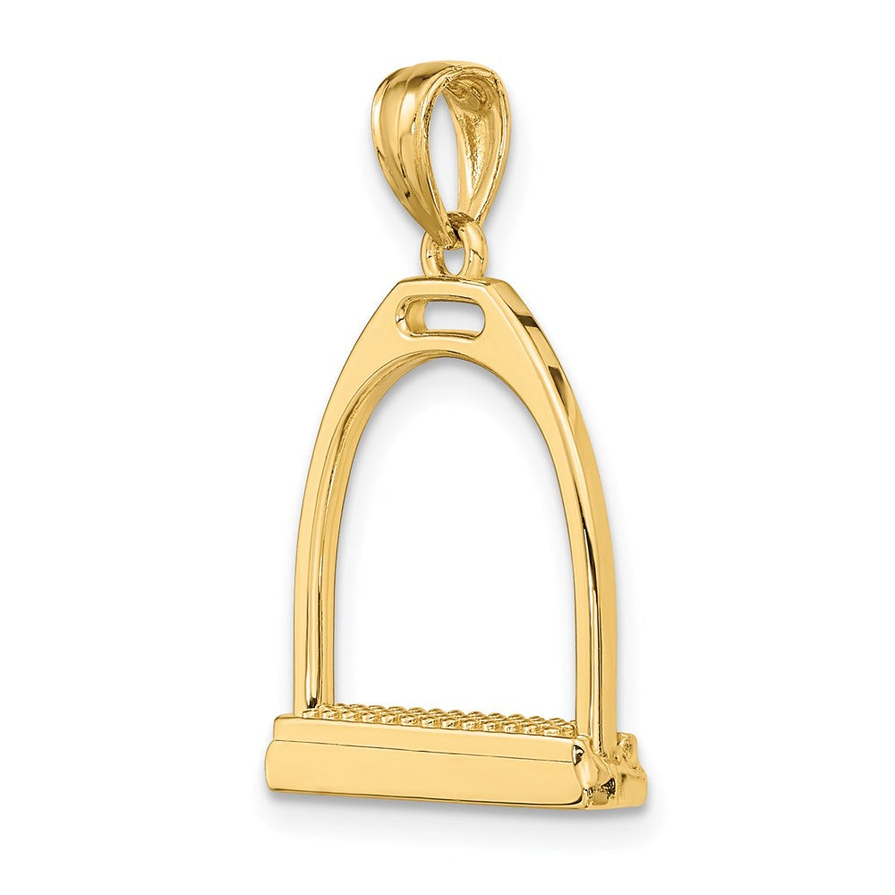 Gold 3-D and Polished Large Horse Stirrup Charm Model-K7326 - Charlie & Co. Jewelry