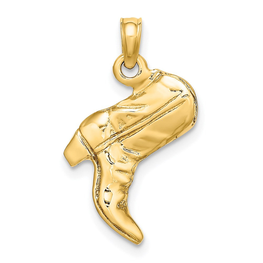 Gold 3-D Polished Cowboy Boot Charm Model-K7331 - Charlie & Co. Jewelry