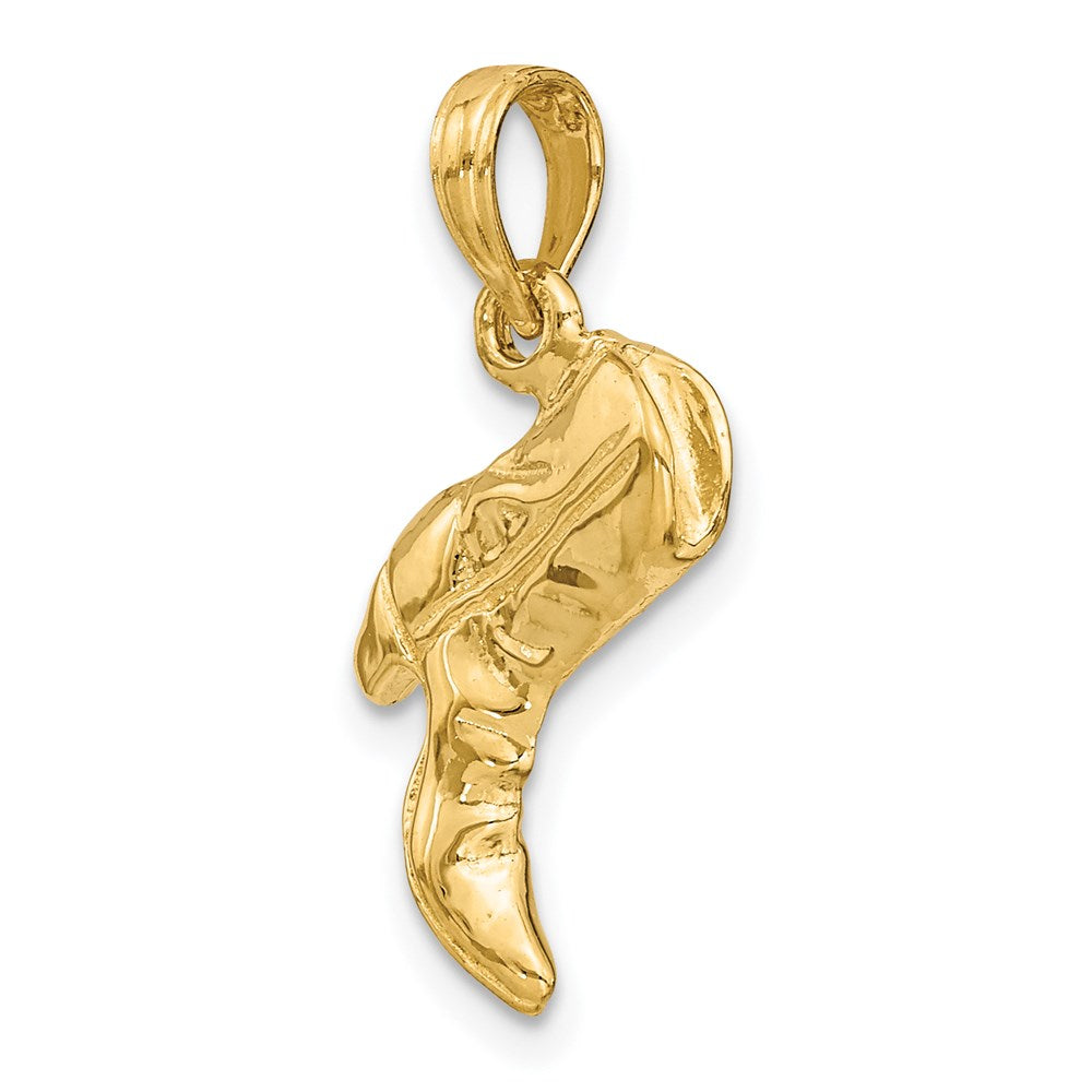 Gold 3-D Polished Cowboy Boot Charm Model-K7331 - Charlie & Co. Jewelry