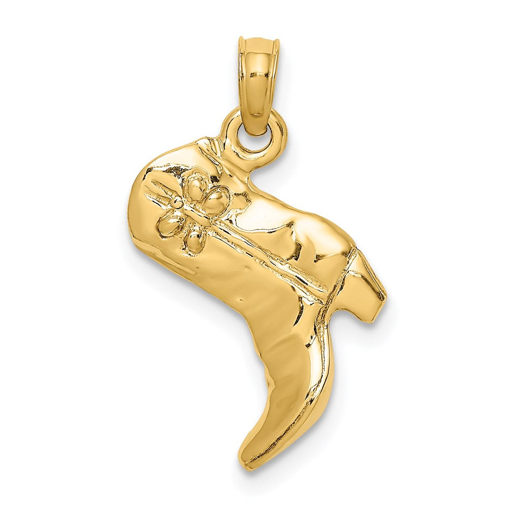 Gold 3-D Polished Cowboy Boot Charm Model-K7331 - Charlie & Co. Jewelry