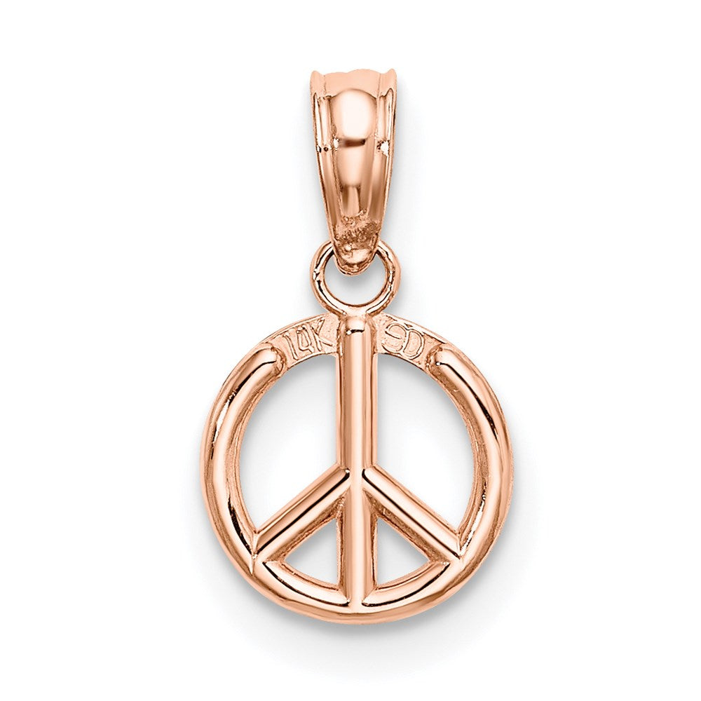 14K Rose Gold 3D Peace Symbol Pendant - Charlie & Co. Jewelry