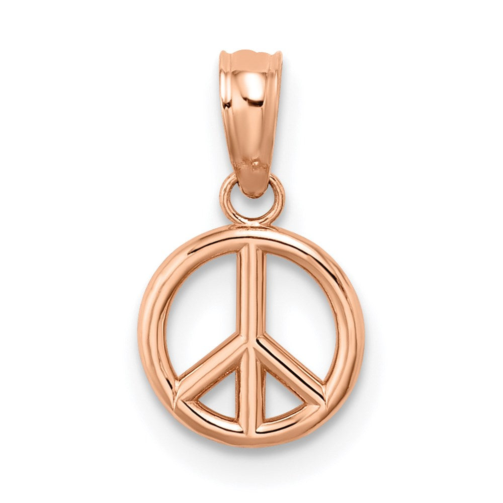 14K Rose Gold 3D Peace Symbol Pendant - Charlie & Co. Jewelry