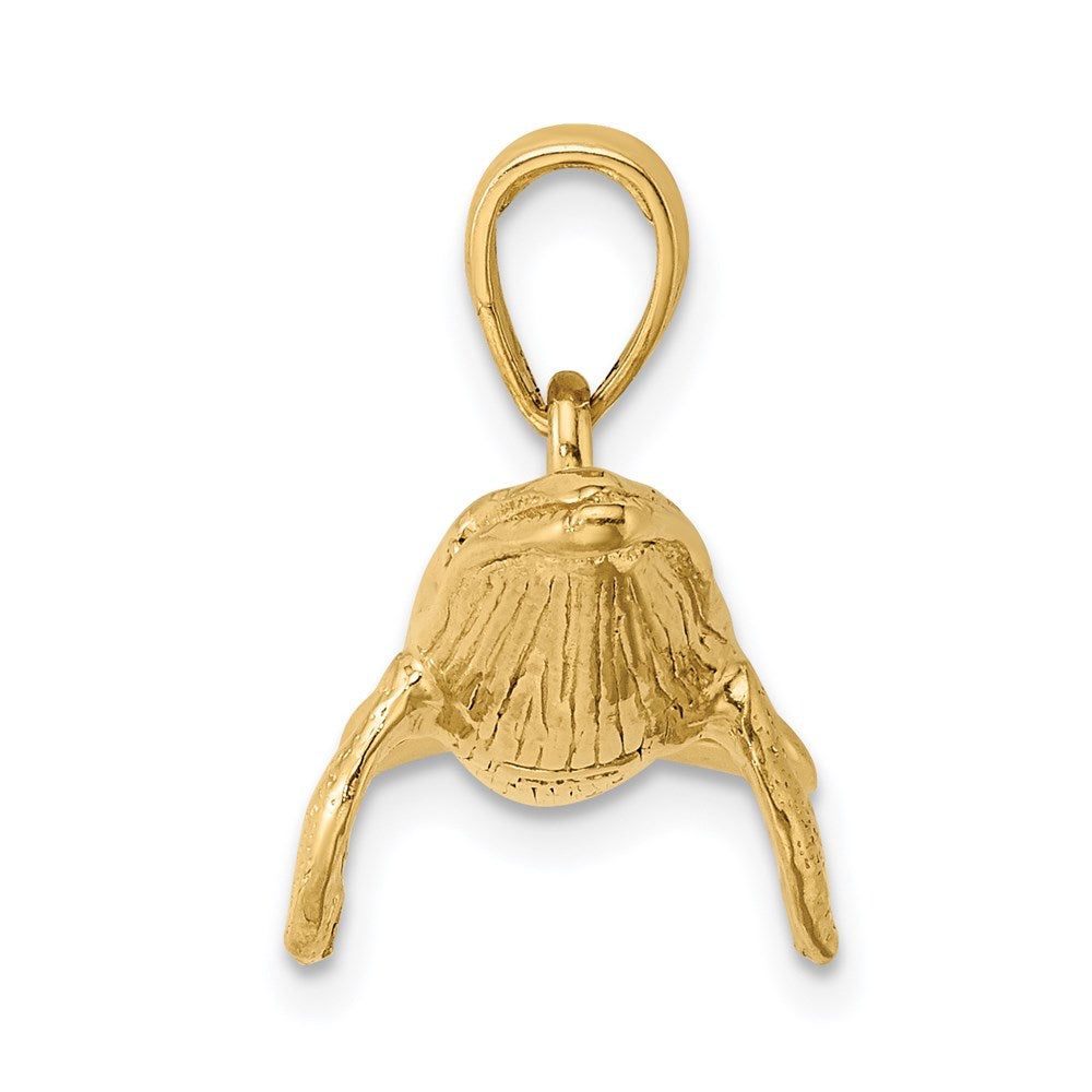 14K Gold 3D Textured Underside Humpback Whale Pendant - Charlie & Co. Jewelry