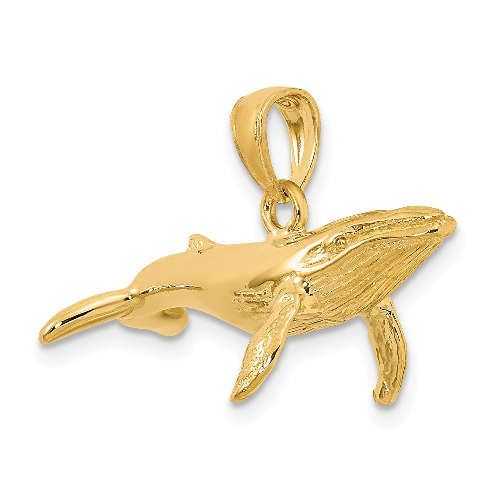 14K Gold 3D Textured Underside Humpback Whale Pendant - Charlie & Co. Jewelry