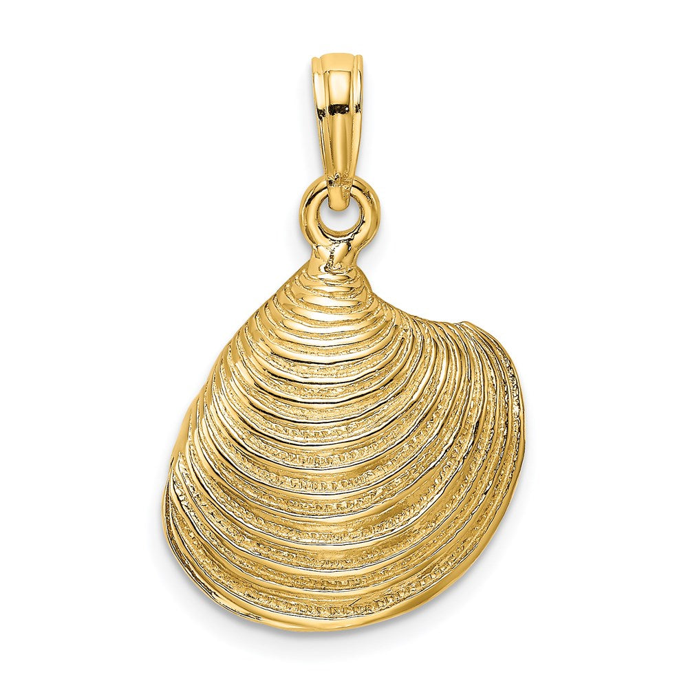 14K Gold 3D Textured Clam Shell Pendant - Charlie & Co. Jewelry