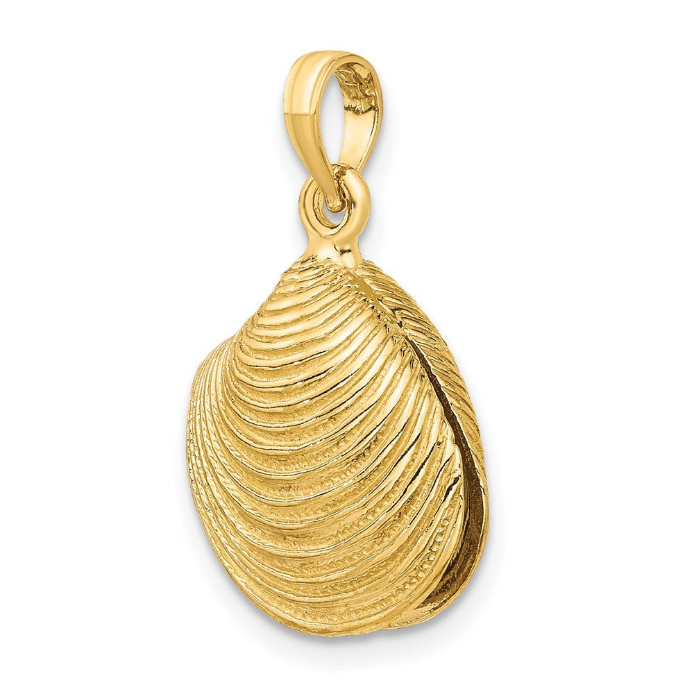 14K Gold 3D Textured Clam Shell Pendant - Charlie & Co. Jewelry
