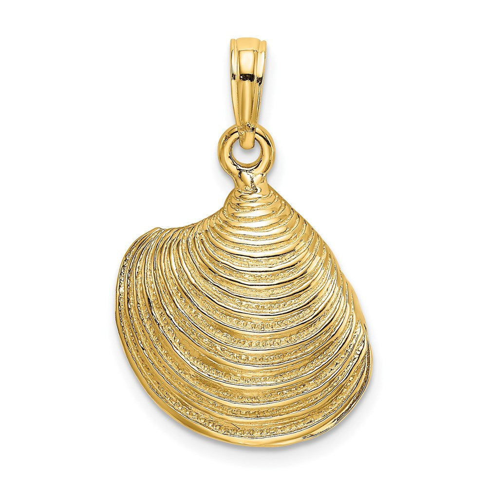 14K Gold 3D Textured Clam Shell Pendant - Charlie & Co. Jewelry