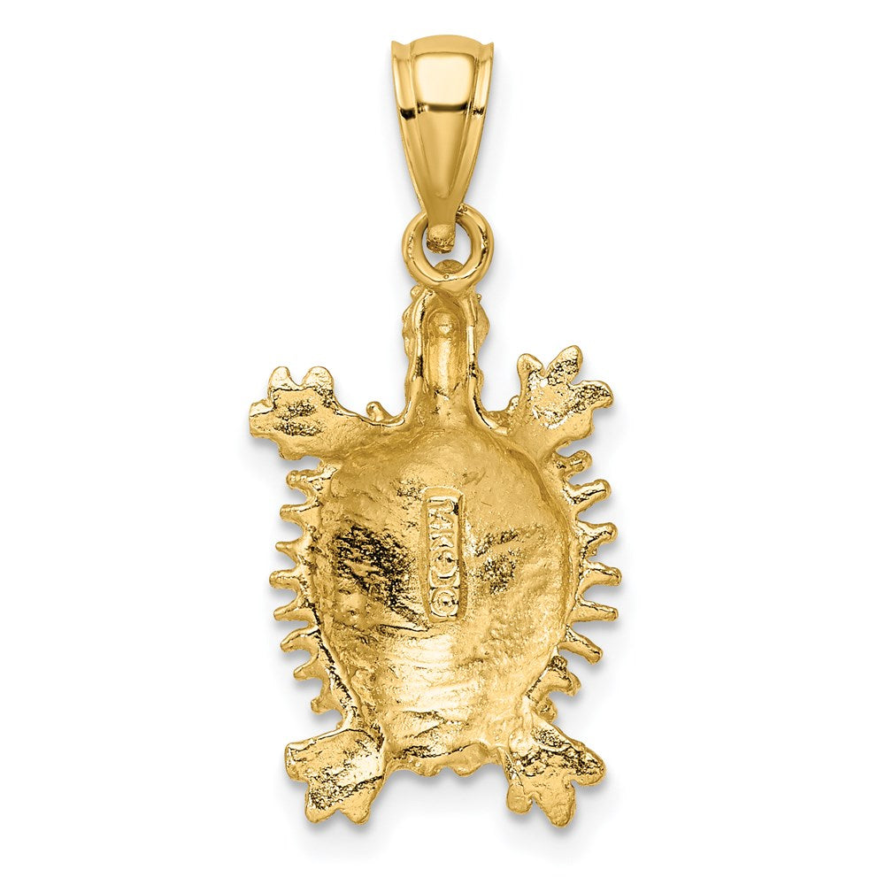 14K Gold Medium Land Turtle Necklace Pendant - Charlie & Co. Jewelry
