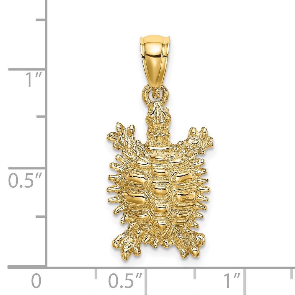 14K Gold Medium Land Turtle Necklace Pendant - Charlie & Co. Jewelry