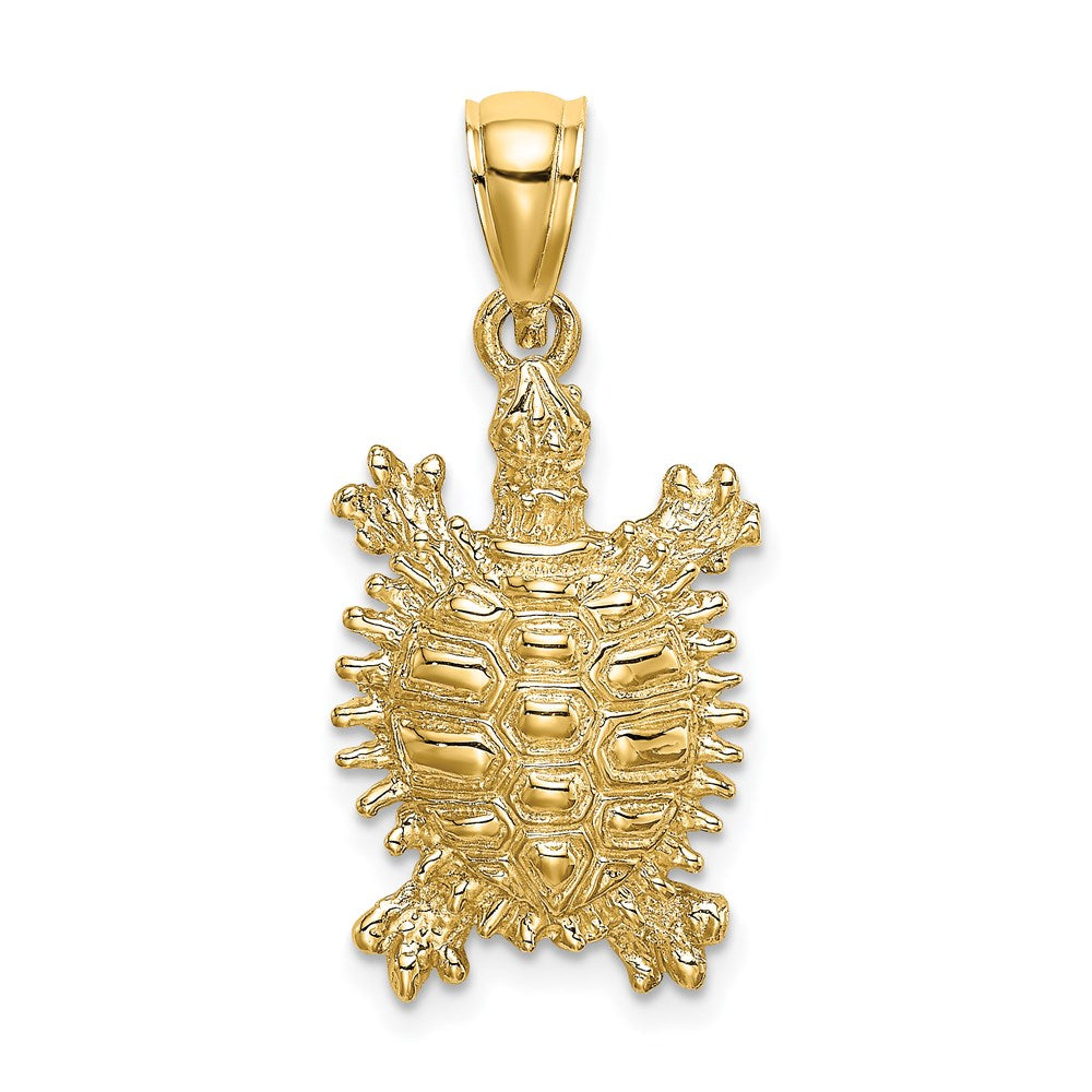14K Gold Medium Land Turtle Necklace Pendant - Charlie & Co. Jewelry