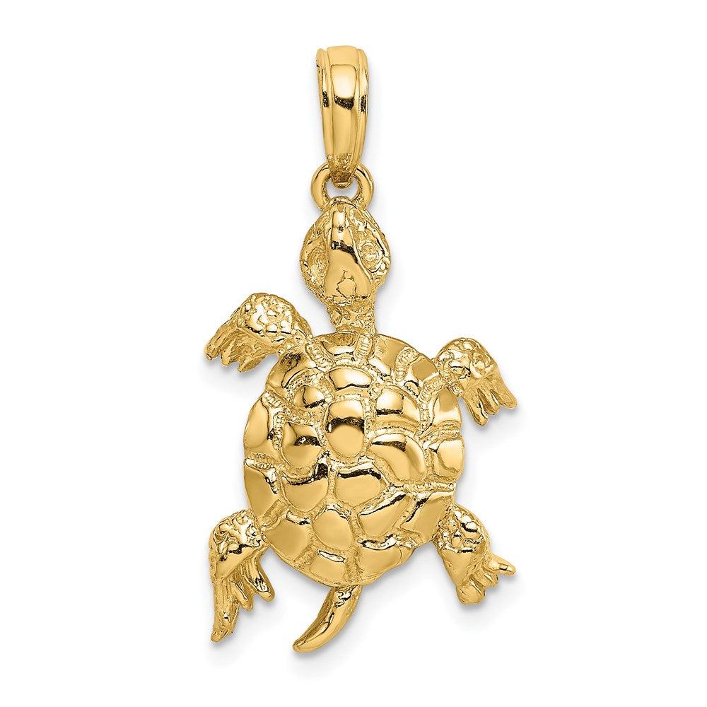 14K Gold Turtle Necklace Charm - Charlie & Co. Jewelry