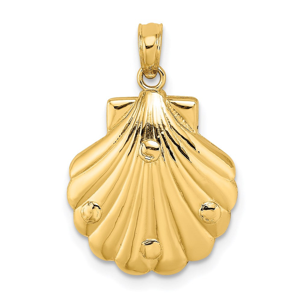 14K Gold Reversible Dolphins and Waves in Shell Pendant - Charlie & Co. Jewelry
