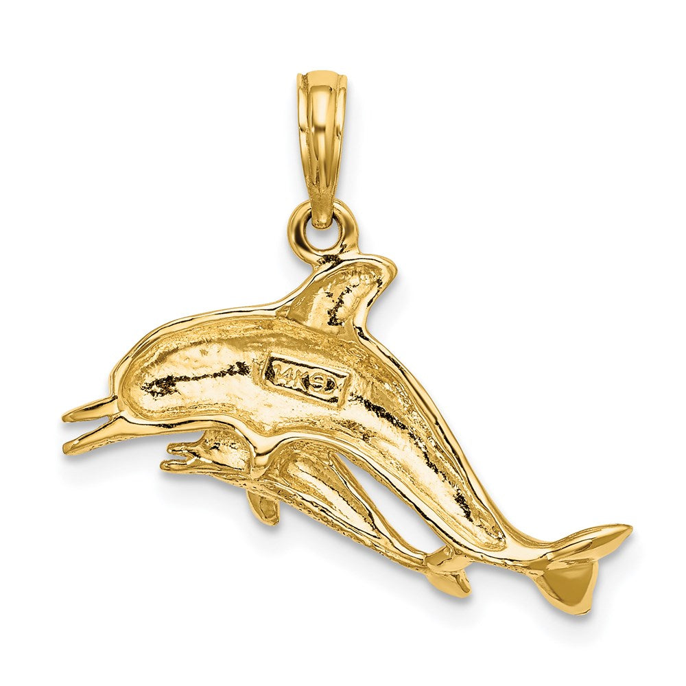 Charlie & Co Jewelry | 14k 2-d Double Dolphins Swimming Charm - Model K7792