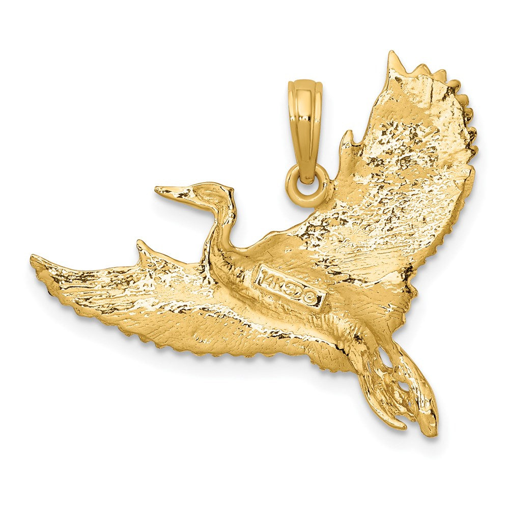 Gold Flying Heron Bird Charm Necklace - Model K7852 - Charlie & Co. Jewelry