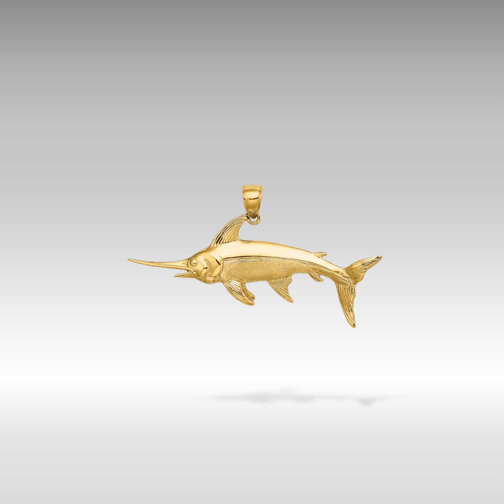 14K Gold 3D Polished/Satin Swordfish Pendant - Charlie & Co. Jewelry
