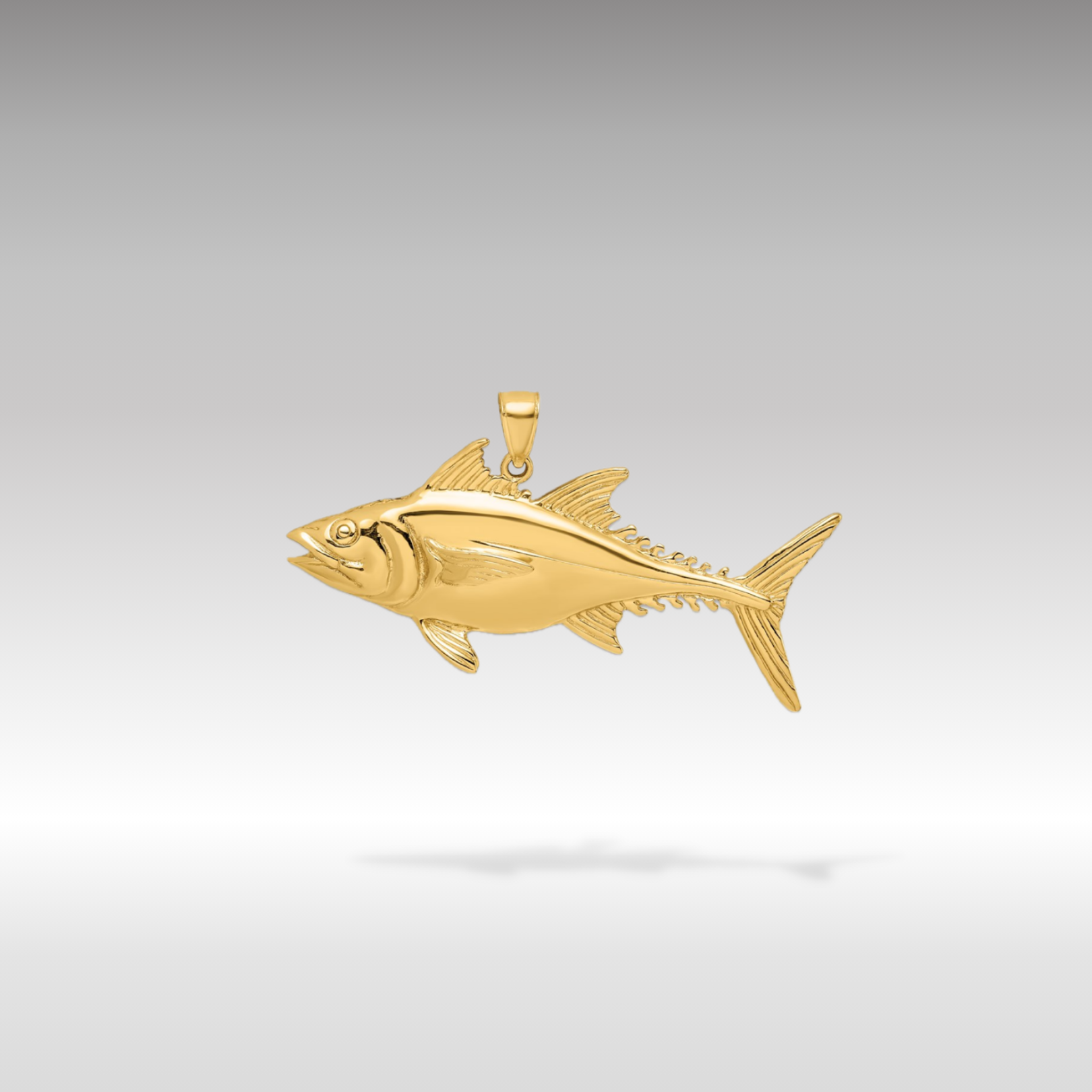 14K Gold 3D Polished Skipjack Tuna Fish Pendant - Charlie & Co. Jewelry