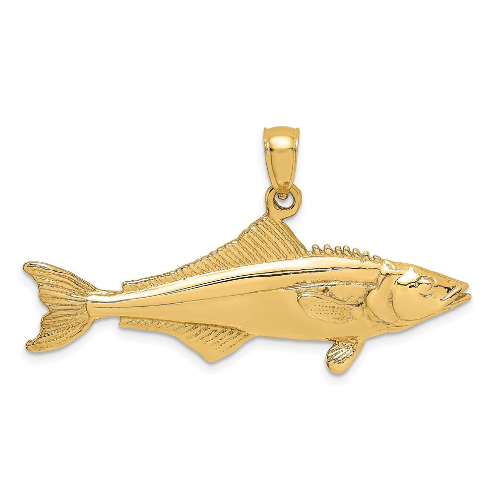 14K Gold 3D Polished Cobia Fish Pendant - Charlie & Co. Jewelry