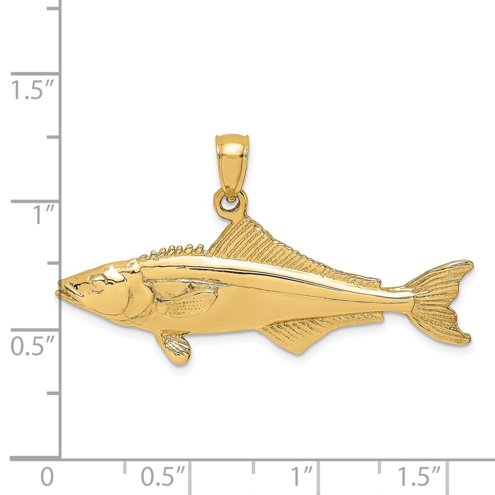 14K Gold 3D Polished Cobia Fish Pendant - Charlie & Co. Jewelry