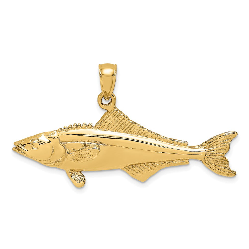 14K Gold 3D Polished Cobia Fish Pendant - Charlie & Co. Jewelry