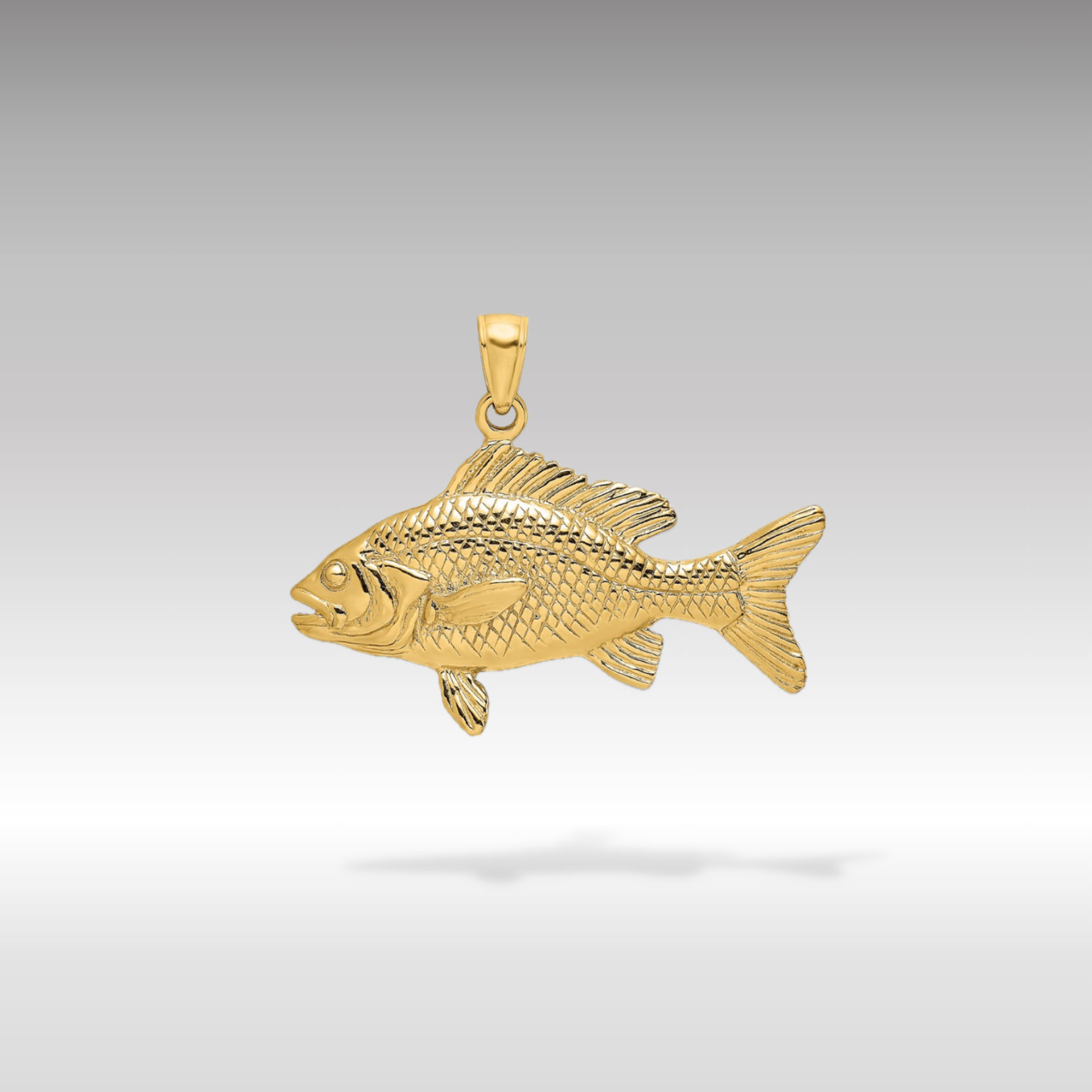 14K Gold 3D Textured Red Snapper Fish Pendant - Charlie & Co. Jewelry