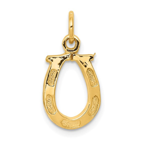 14k Solid Gold Horseshoe Necklace Charm - Charlie & Co. Jewelry