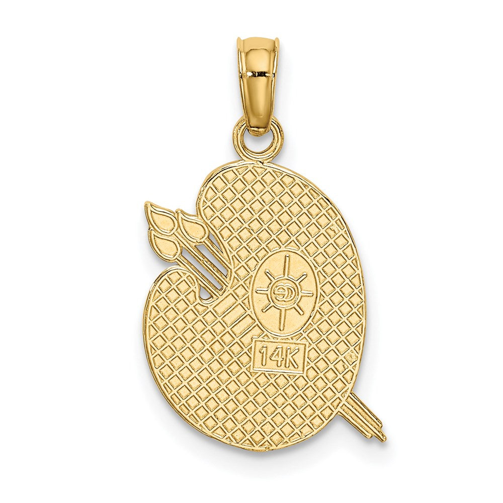 14K Gold Engraved Textured Painters Pallet Necklace Charm - Charlie & Co. Jewelry