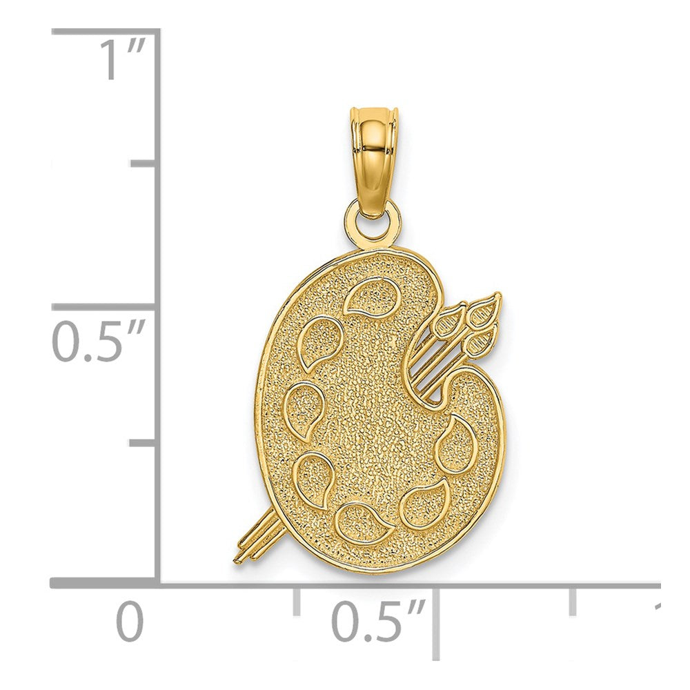 14K Gold Engraved Textured Painters Pallet Necklace Charm - Charlie & Co. Jewelry