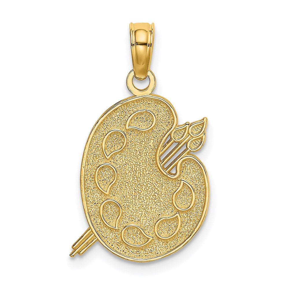14K Gold Engraved Textured Painters Pallet Necklace Charm - Charlie & Co. Jewelry