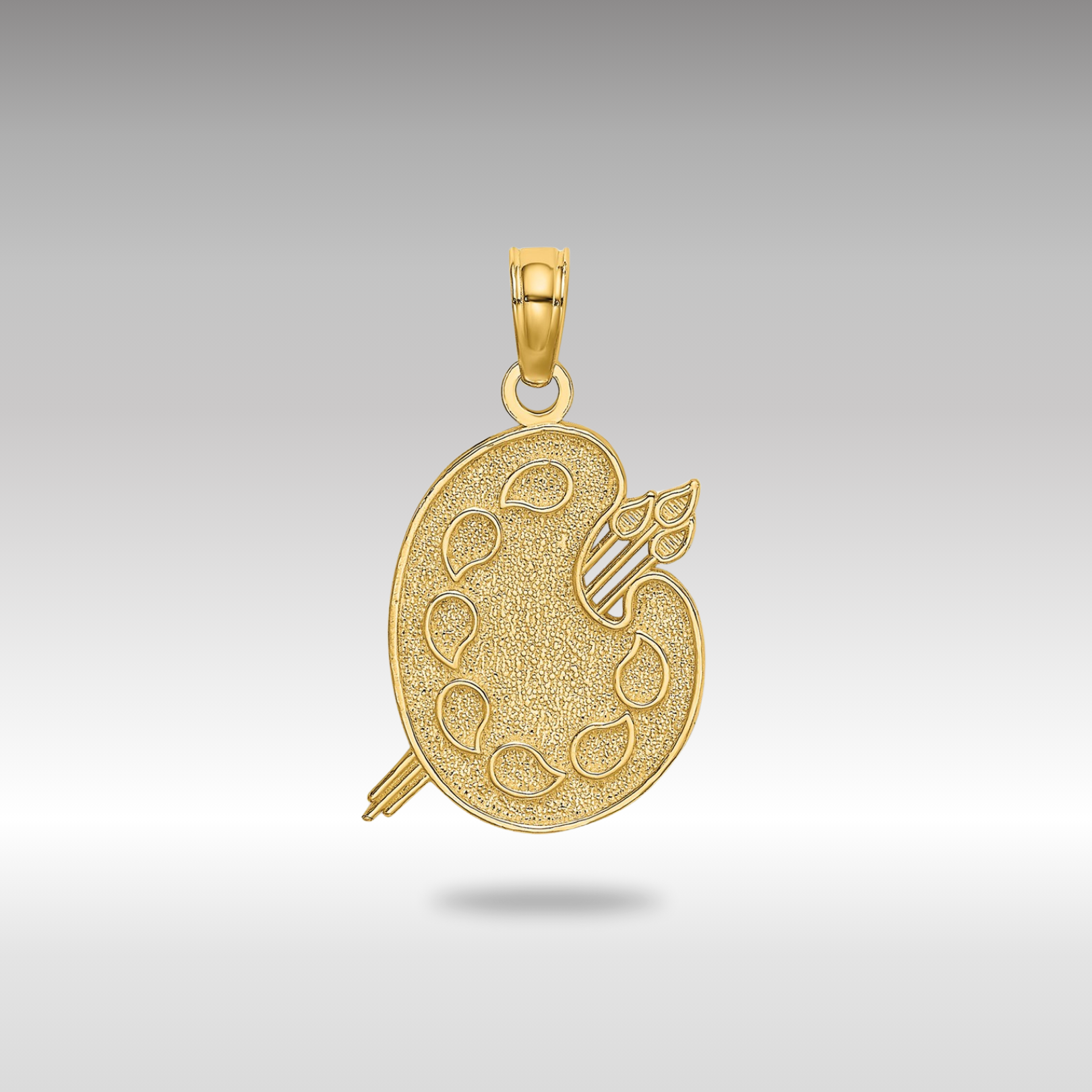 Gold Engraved Textured Painters Pallet Necklace Charm - Charlie & Co. Jewelry
