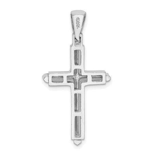 14K White Gold Beveled Latin Cross Pendant - Model K8501W - Charlie & Co. Jewelry