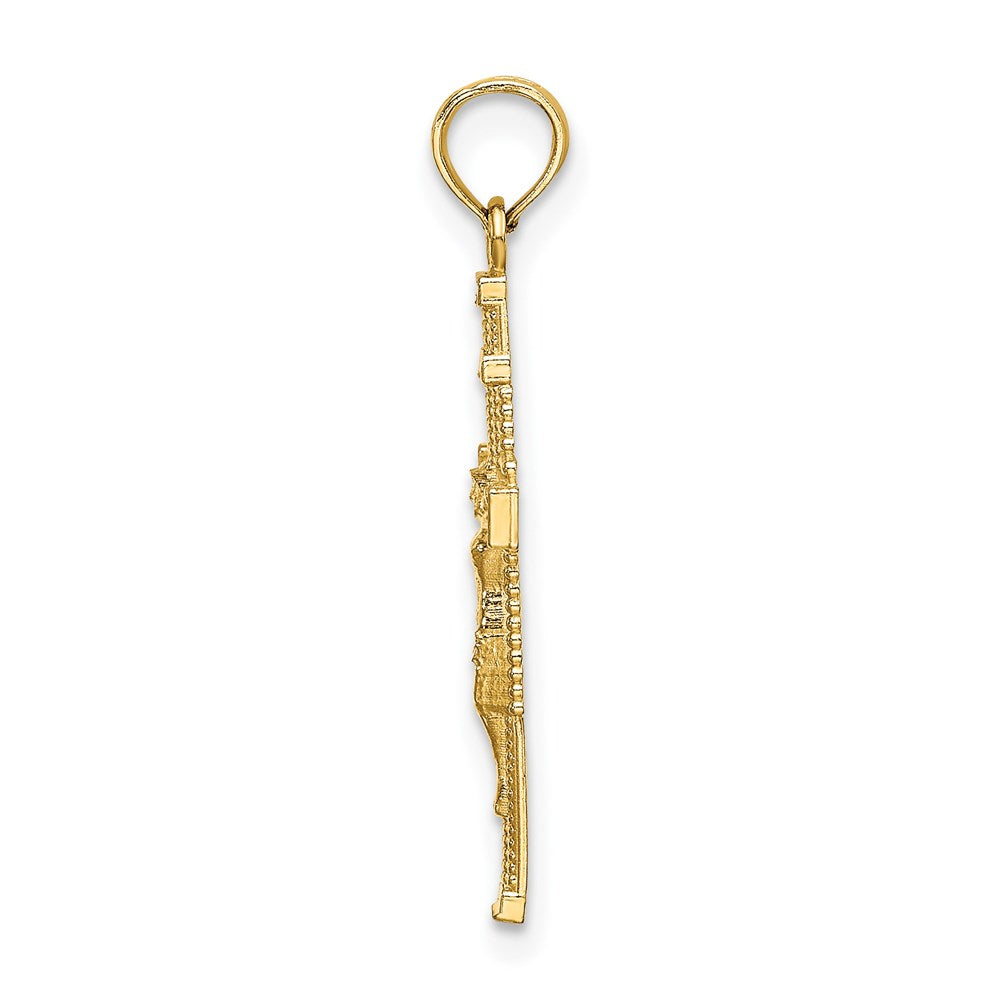 Charlie & Co Jewelry | 14k Beaded Accent W/ Cross Behind Crucifix Charm - Model K8587