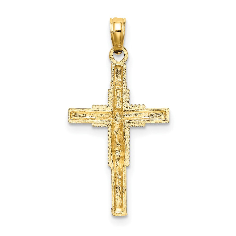 Charlie & Co Jewelry | 14k Beaded Accent W/ Cross Behind Crucifix Charm - Model K8587