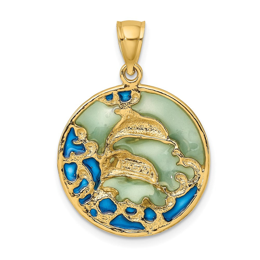 Charlie & Co Jewelry | 14k 2-d Dolphins W/blue Enameled Charm - Model K8619
